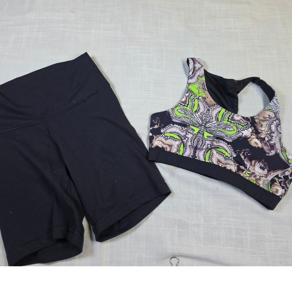 Tna Aritzia Black High Waisted Biker Shorts and Dragonfly Sports Bra Set